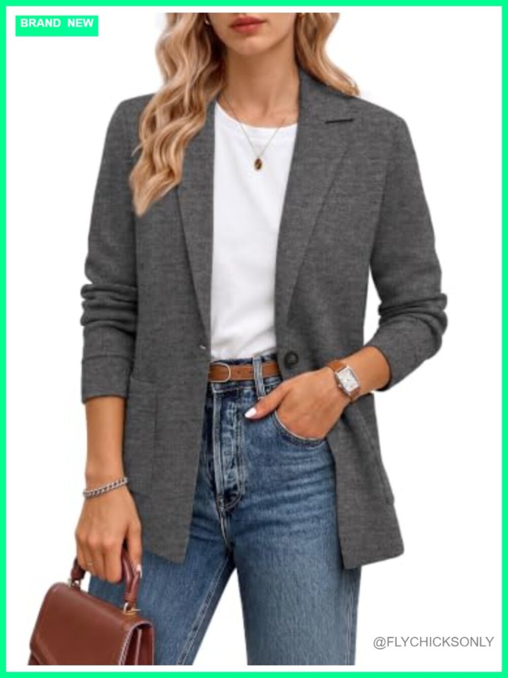 Sweater Blazer Wool Blend Jacket Notch Lapel Business Casual